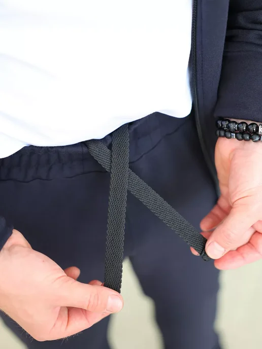 asfashiondp Спортивный костюм на молнии без начеса, синий, фото 6