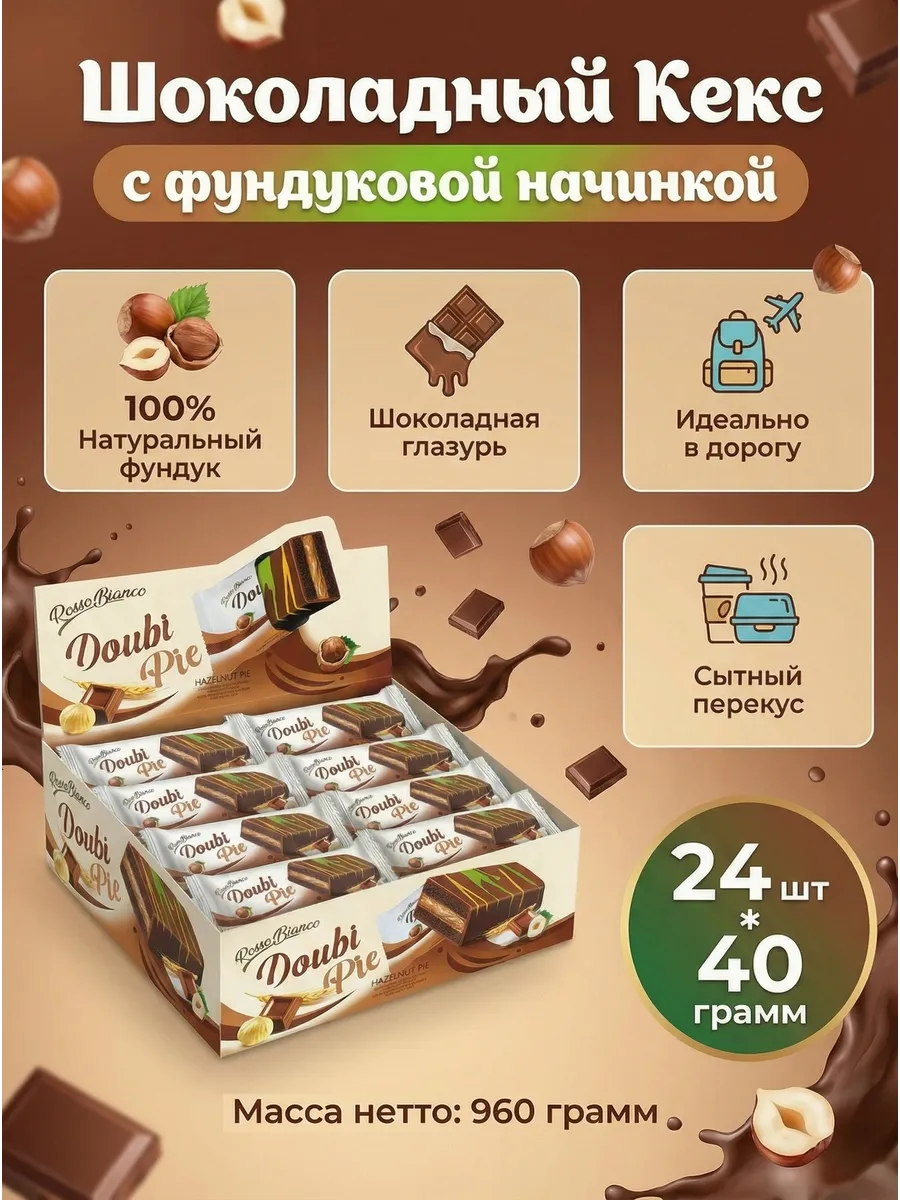 Шоколадный кекс с фундуковой начинкой