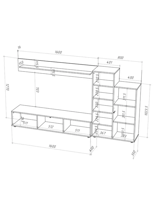НОНТОН Стенка Amazon (Белый), черный, фото 4