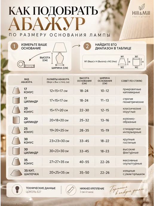 Hill & Mill Абажур для лампы, "Цветочная акварель", конус 17 см, зеленый, фото 4