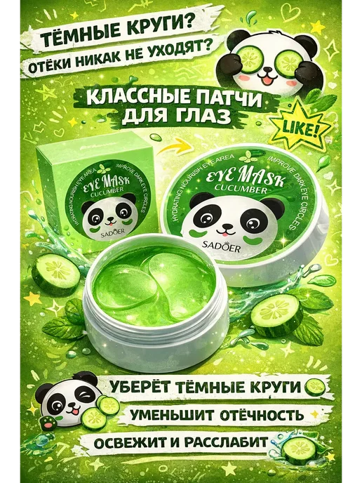 Бери все Патчи для глаз для снятие усталости для подростков 13+, 60 шт, фото 2
