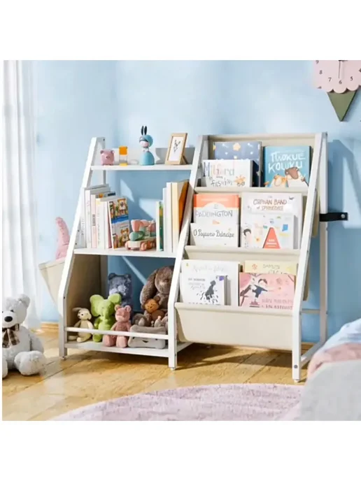 Детская напольная книжная полка, белый