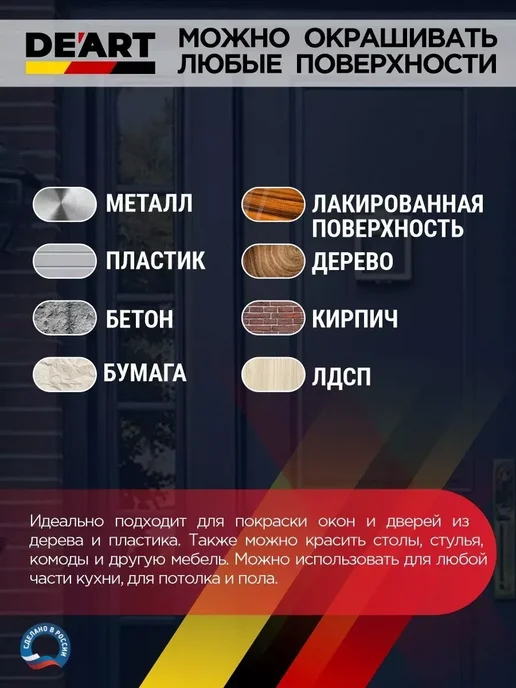 Деарт н Краска акриловая De'Art для дверей и окон темный венге, белый, фото 2