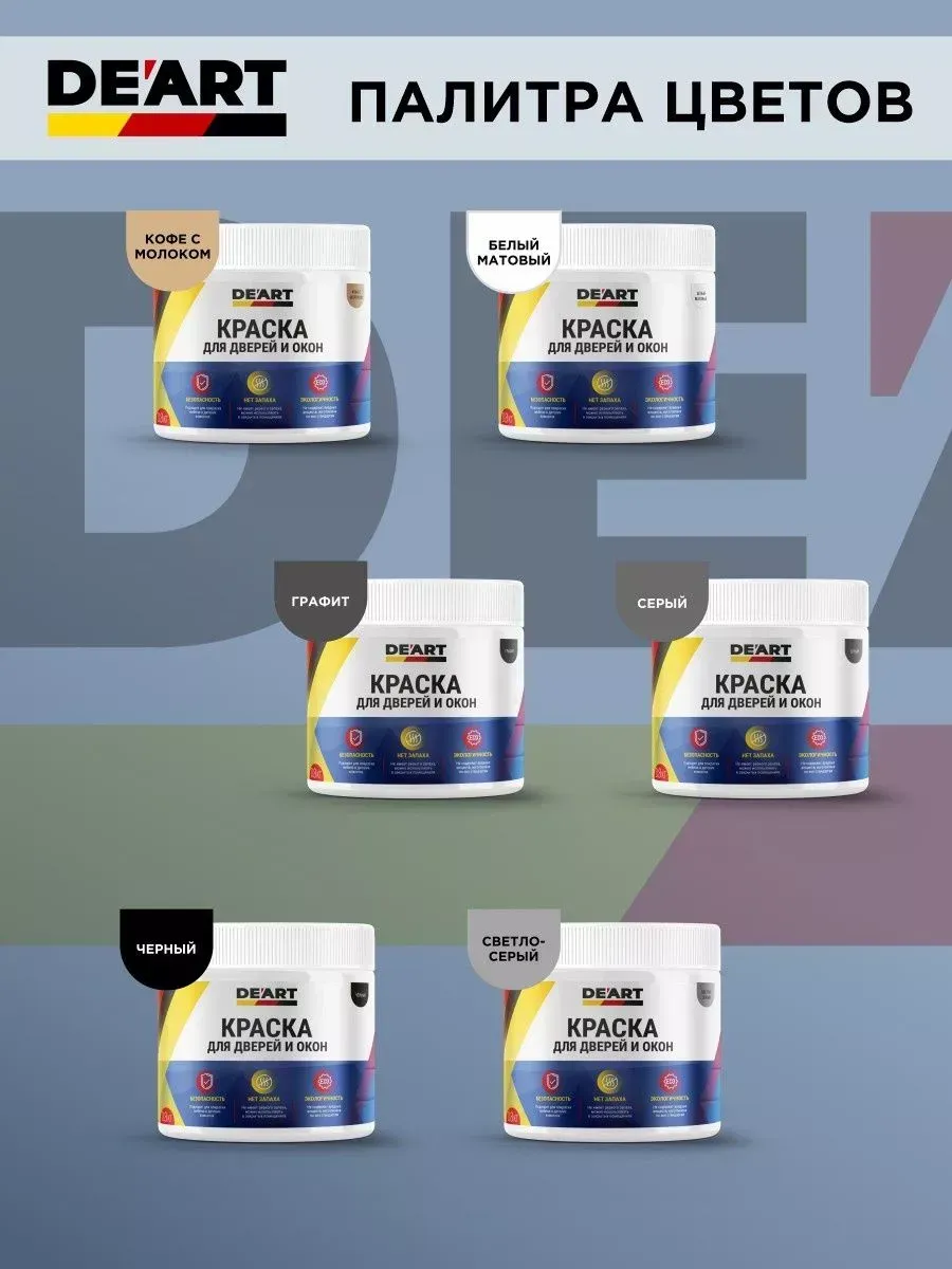 Краска для дверей и окон матовая без запаха голубой фото 5