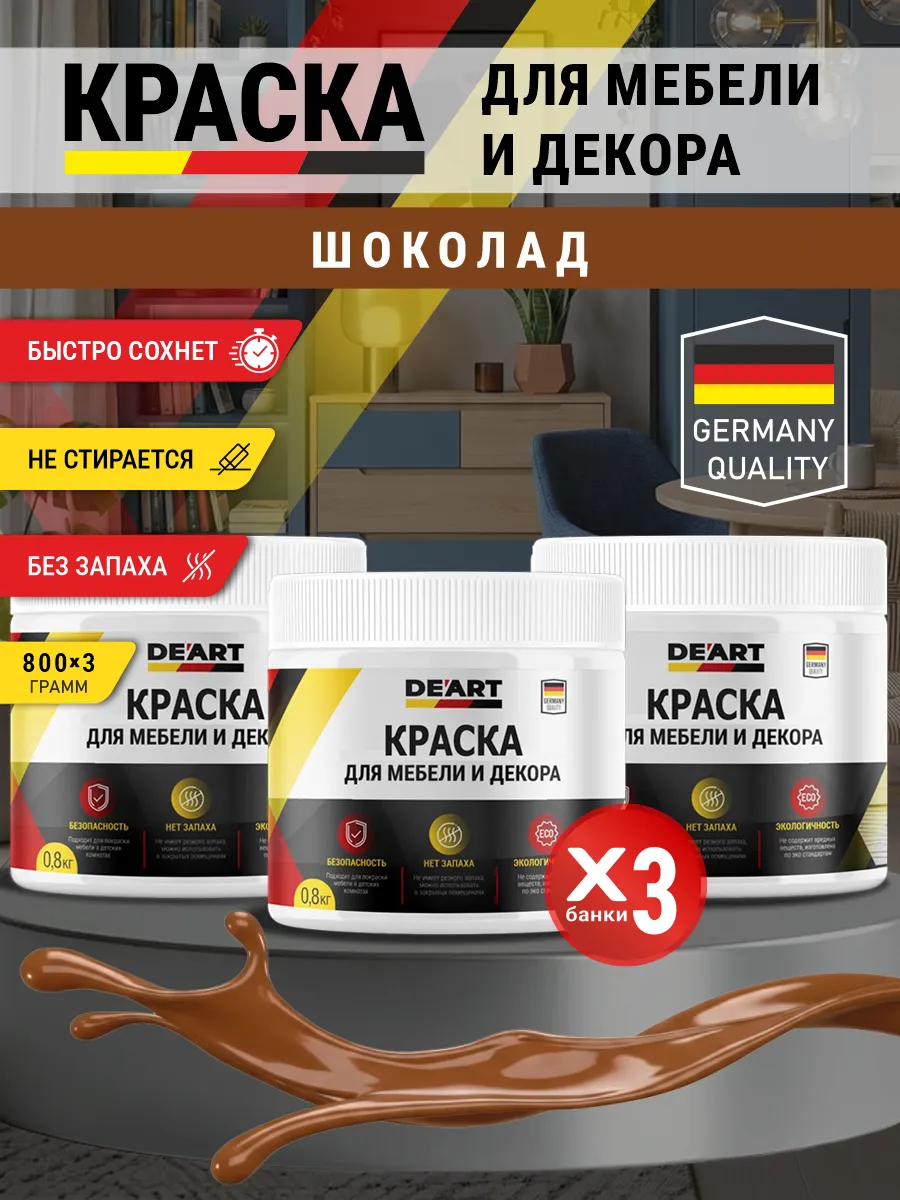 Краска для мебели и декора матовая без запаха шоколад
