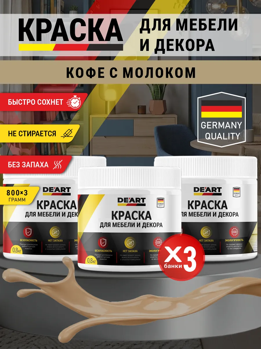 Краска для мебели и декора матовая без запаха кофе с молоком