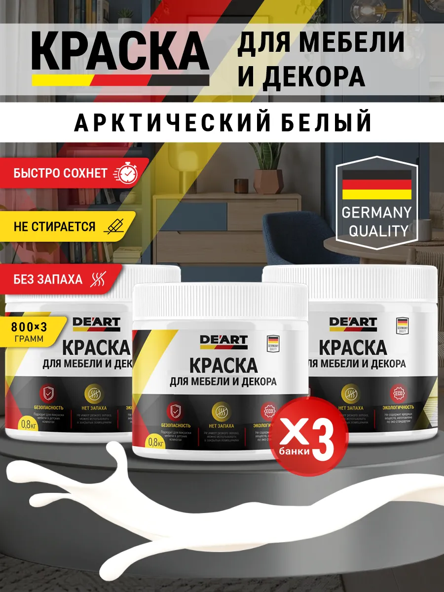 Краска для мебели и декора матовая арктически белый