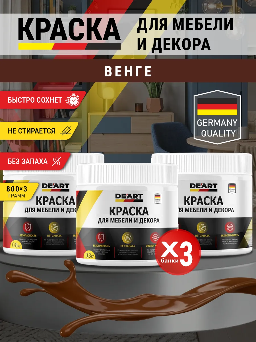 Краска для мебели и декора матовая без запаха венге