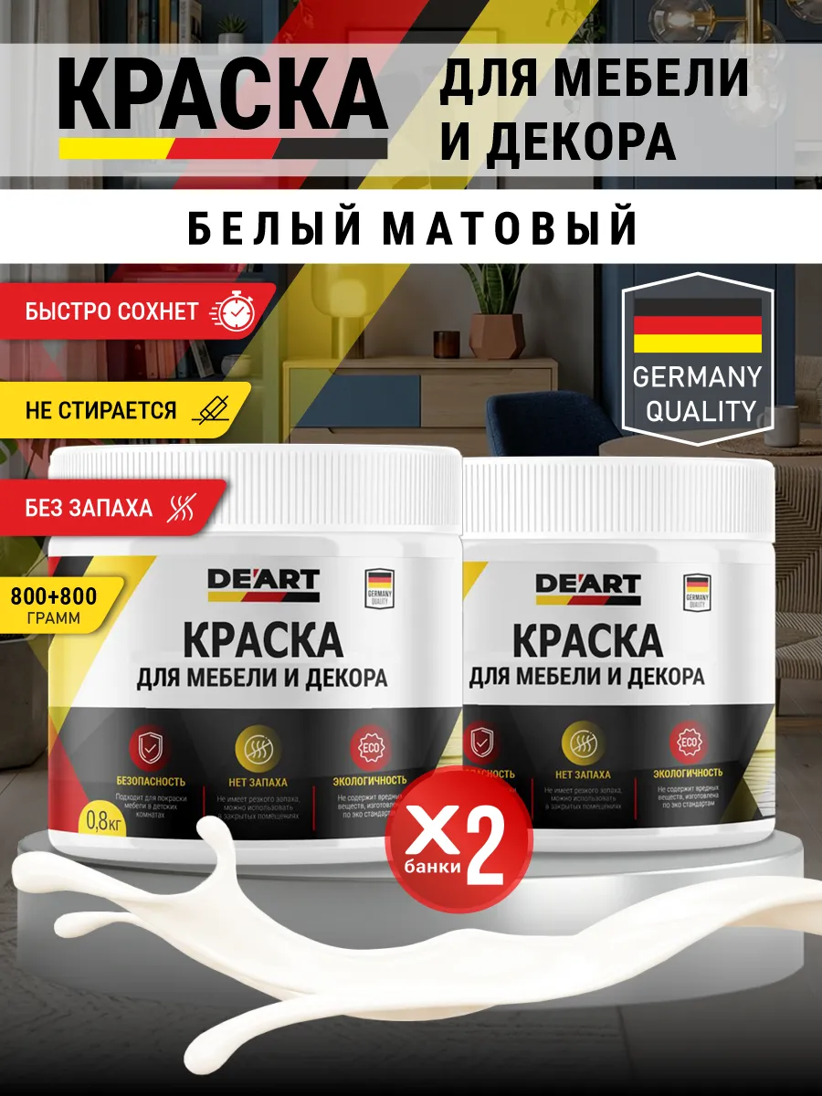 Краска для мебели и декора матовая без запаха белый матовый