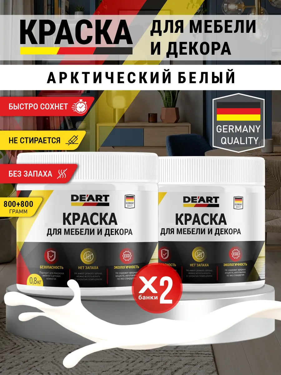 Краска для мебели и декора матовая арктически белый