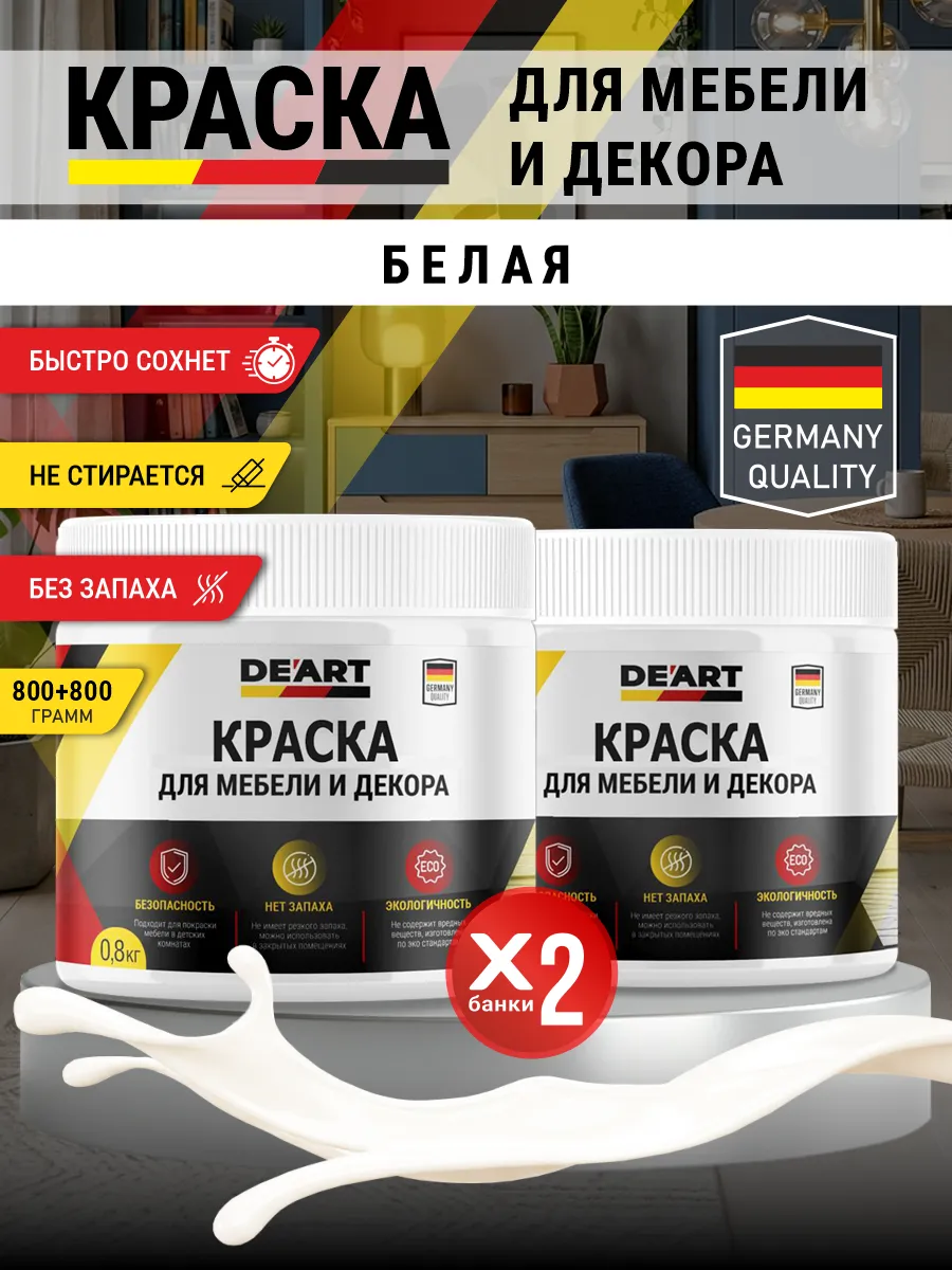 Краска для мебели и декора матовая без запаха белый