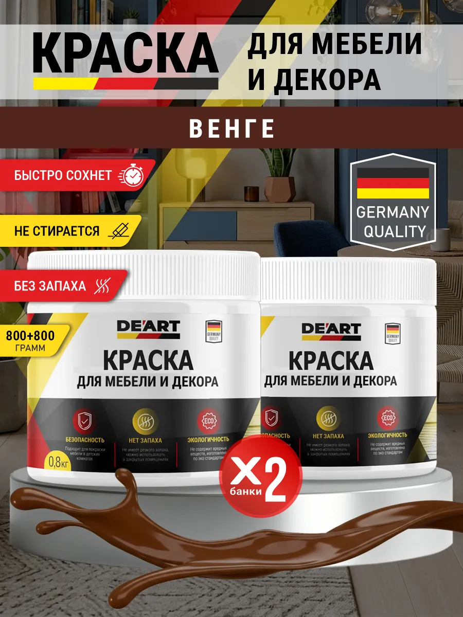 Краска для мебели и декора матовая без запаха венге