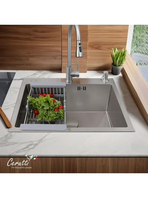 Cerutti spa Мойка для кухни нержавейка Gloria 60 хром, серый, фото 2