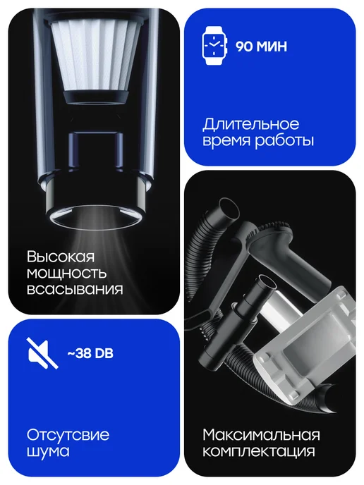SIBERION Пылесос для автомобиля беспроводной мощный Type-C, белый, фото 5