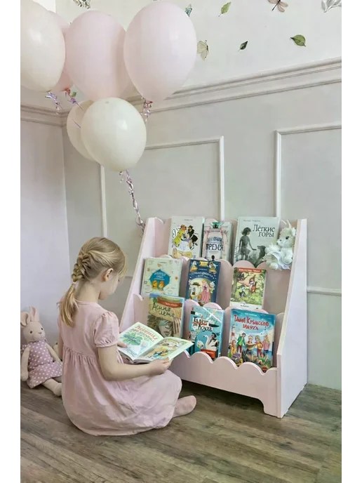kak_mama.ru Полка для книг детская напольная, розовый, фото 5