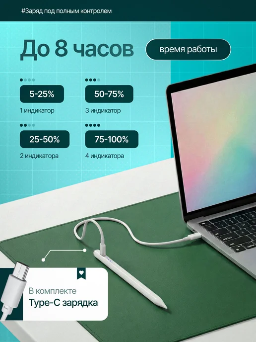 Ручка стилус для телефона и планшета универсальный тонкий, белый, фото 2