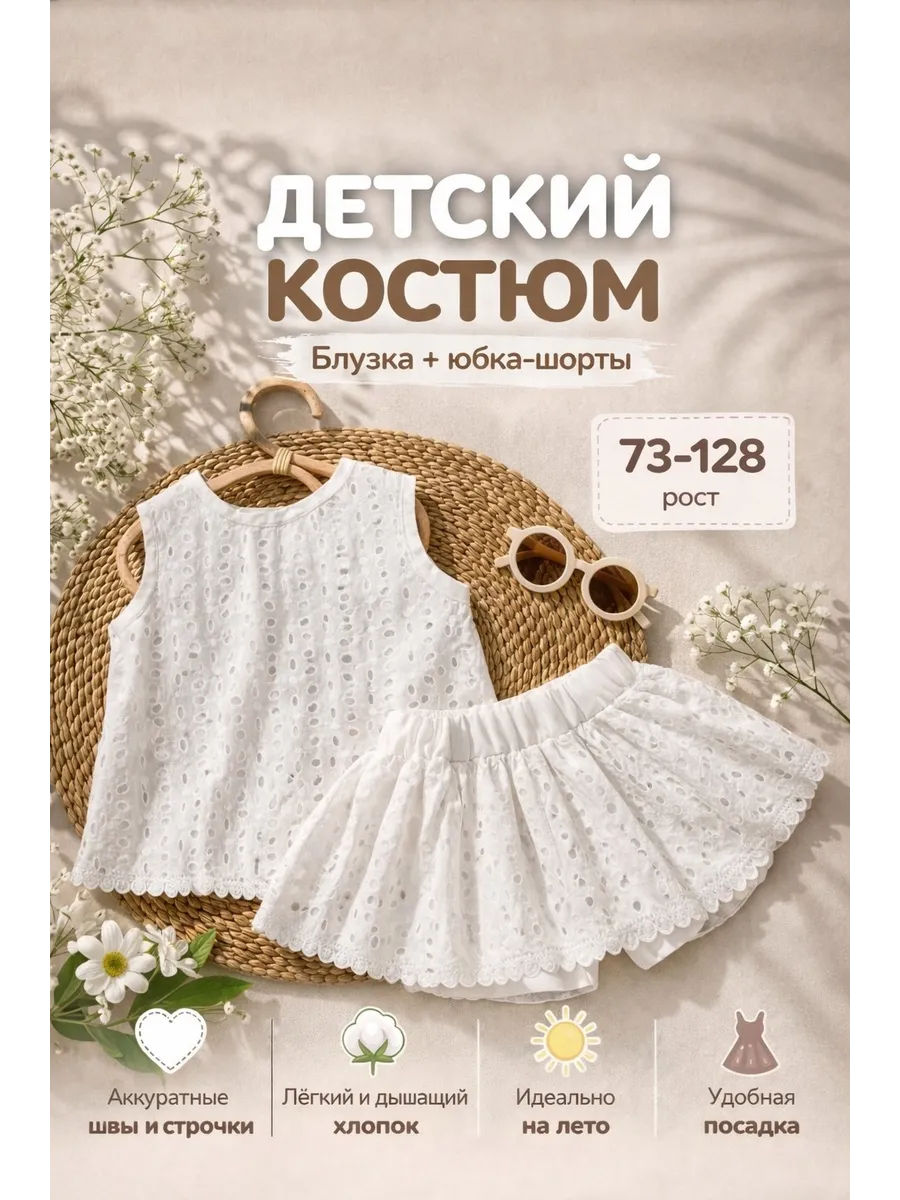 Летний костюм для девочки в отпуск на пляж