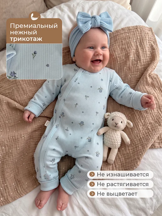 SAFON Слип для новорожденного малыша на молнии, голубой, фото 5