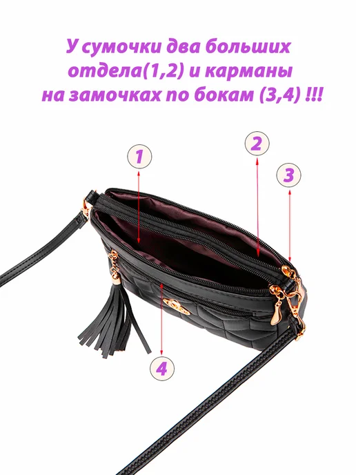 modest Сумка маленькая через плечо кросс-боди, черный, фото 4