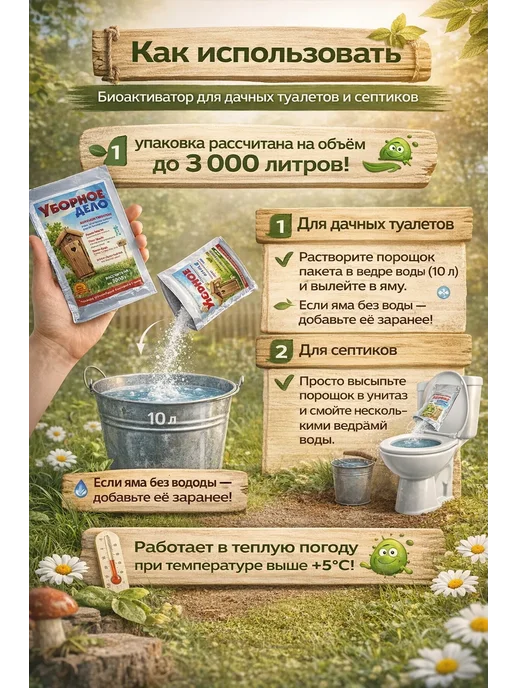 Пушанатха Биоактиватор септика и уличного туалета от запаха и отходов, вариант, фото 2