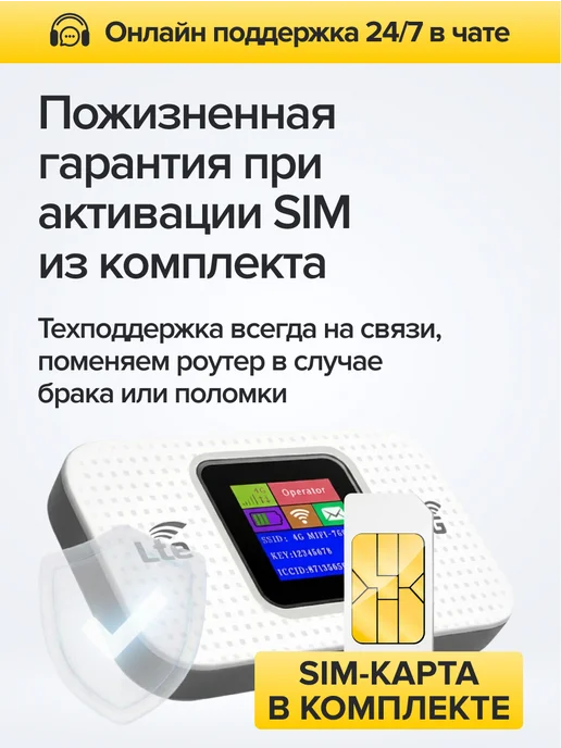 ГигаХаб Роутер WiFi с сим картой 4G, вайфай модем белый, 4 г, фото 8
