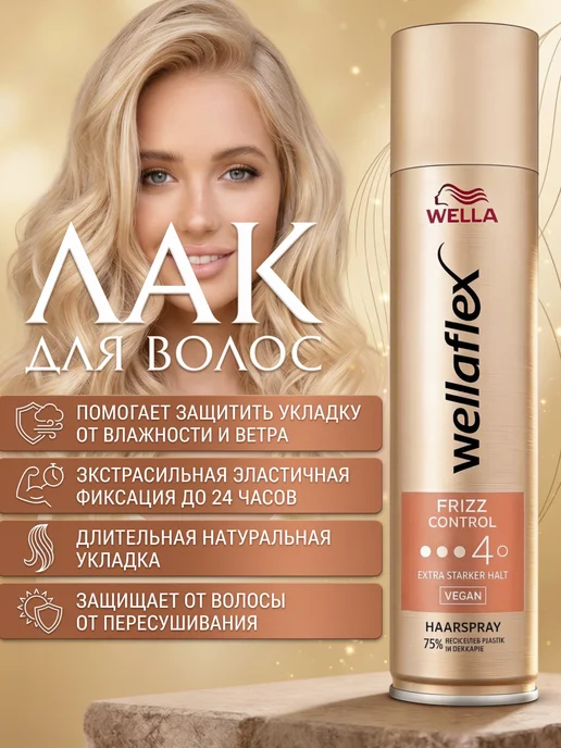 WELLAFLEX Лак для волос профессиональный "Контроль пушистости" 500 мл, 250 мл
