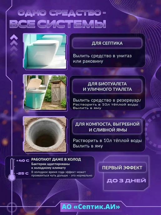 Бактерии для септика и выгребных яма, Септик.Аи 100мл, 100 мл, фото 2