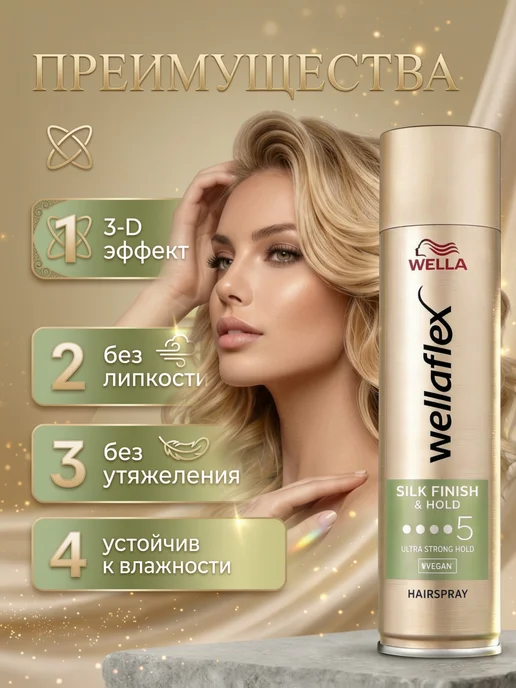 WELLAFLEX Лак для волос профессиональный "Шелковый финиш" 250 мл, 250 мл, фото 2