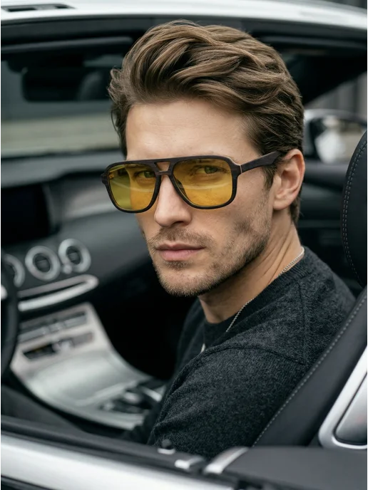 Timbersun Антибликовые очки для водителя в оправе из дерева, желтый, фото 7