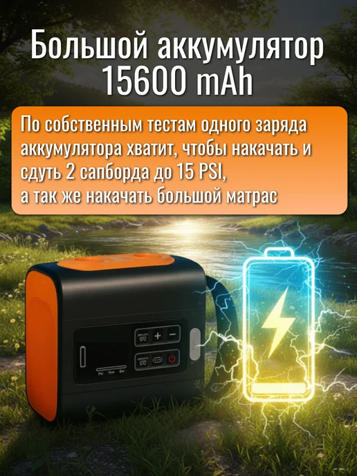 Насос аккумуляторный для сапборда, лодки, палатки, черный, в упаковке 1,8 кг, фото 2