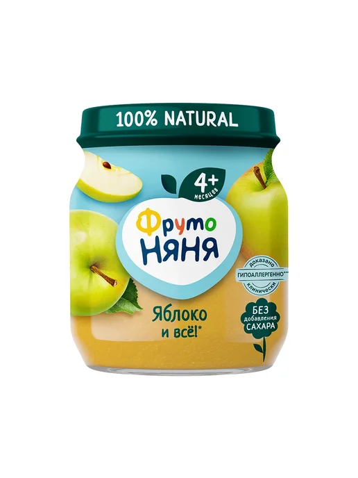 ФрутоНяня Пюре из яблок 90 г с 4 месяцев, 12 шт, 100 г, 2 шт, фото 7