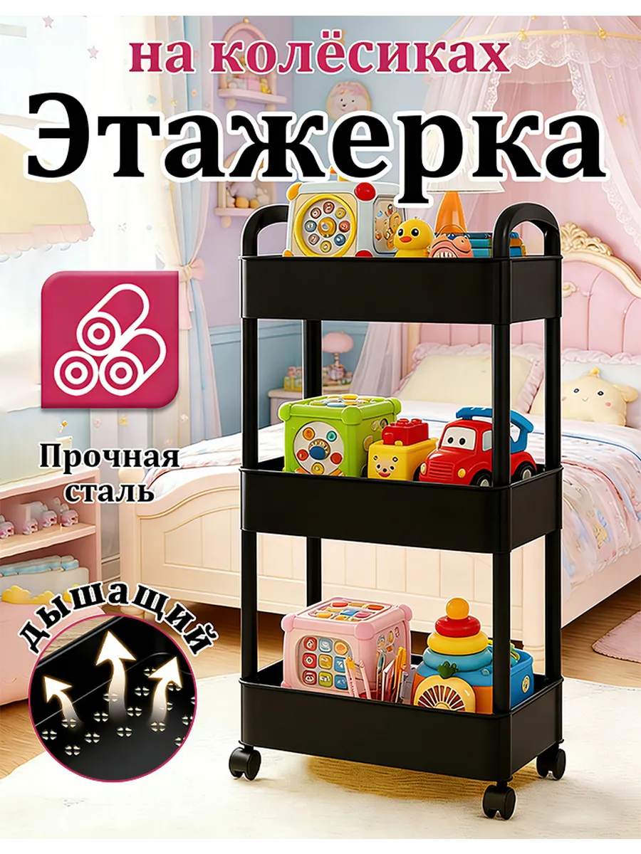 Мебель в детскую комнату этажерка на колёсиках