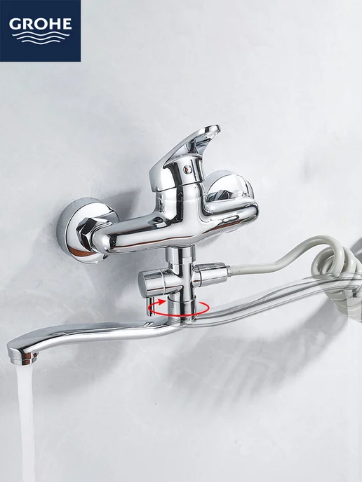 Grohe Смеситель для ванны с душем, серый, фото 5