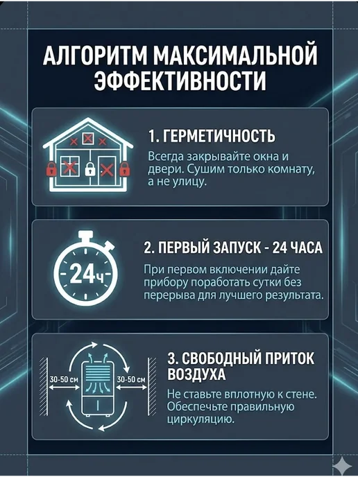 Осушитель воздуха для дома от влажности и плесени мощный, черный, фото 3