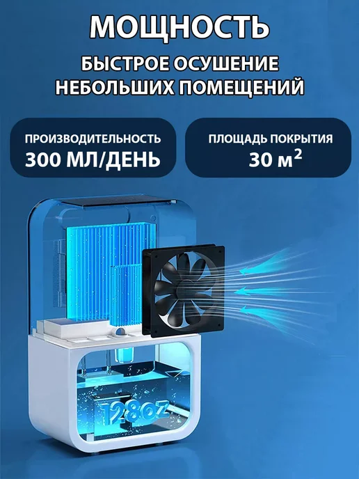 Осушитель воздуха климатический бытовой для дома и кухни, черный, фото 5