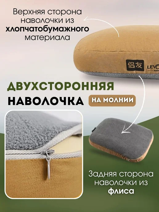 Подушка туристическая самонудувающаяся, коричневый, фото 4