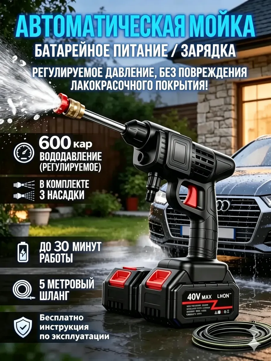 Мойка высокого давления аккумуляторная для автомобиля