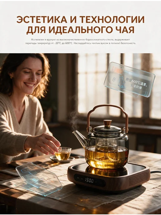 Чайник заварочный стеклянный с ситечком для чая 1400мл, 1,4 л, фото 2