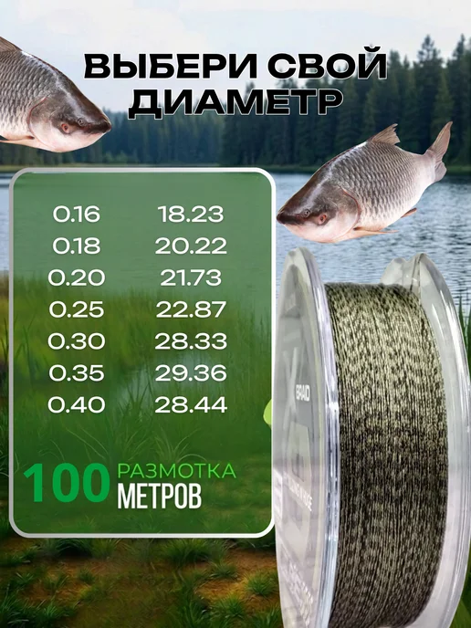 Kaida Леска плетеная для рыбалки плетенка 9 жильная 100 м 0.25 мм, 100 м, фото 5