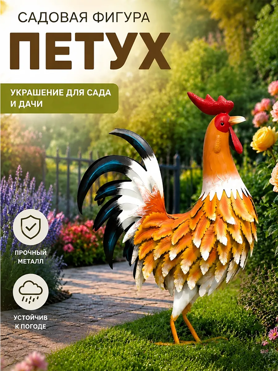 Садовое украшение Металлический петушок