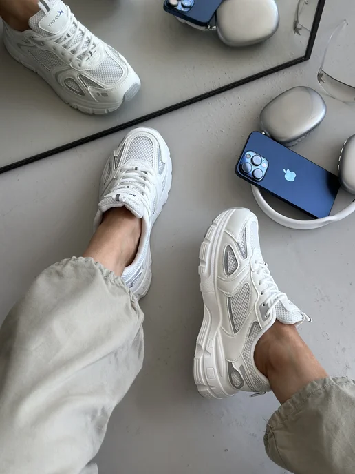 JOYCITY Кроссовки белые спортивные на платформе, белый, фото 2