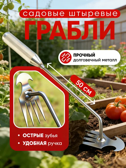 Круглые грабли для прополки травы, серый