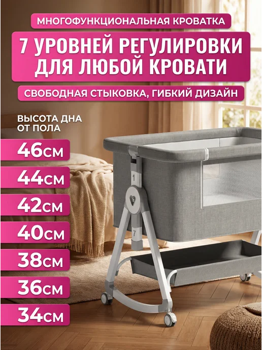 Приставная кроватка для новорожденного люлька колыбель 2в1, вариант, фото 3