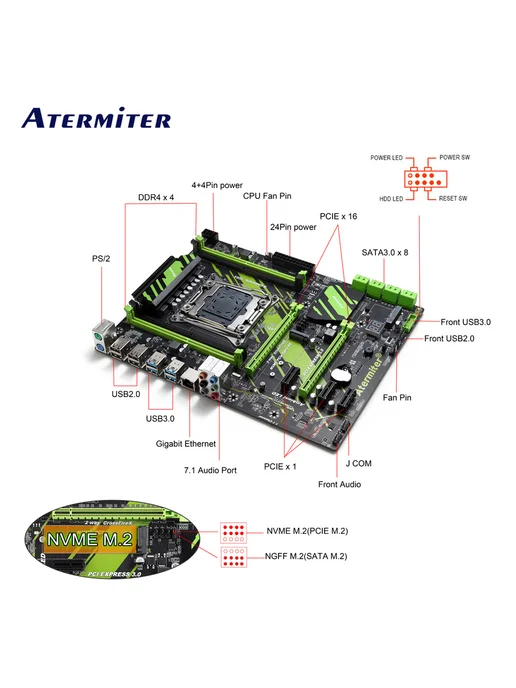 Atermiter материнская плата с процессором,xeon E5-2640V4,X99 комплект, вариант, фото 6
