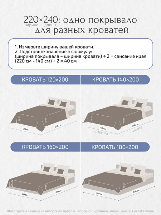 Gernets Home Покрывало на кровать и диван 260х240 см, 220x240 см, фото 6