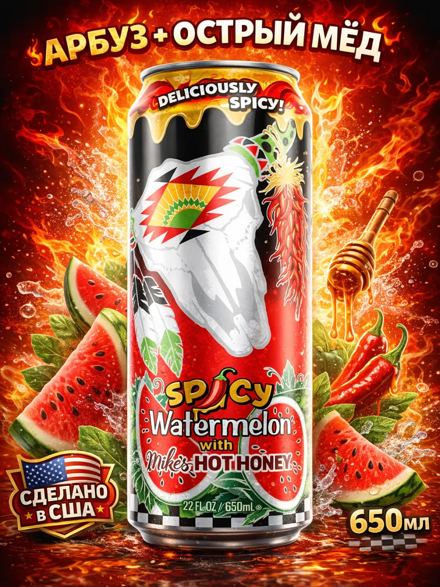 Напиток Аризона Spicy Watermelon Hot Honey 650 мл