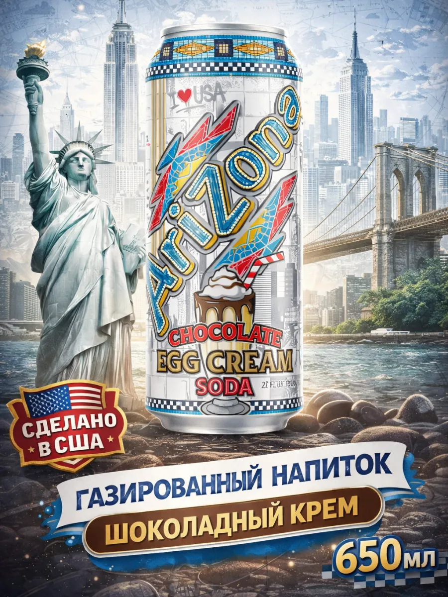 Напиток Аризона Chocolate Egg Cream Soda 650 мл