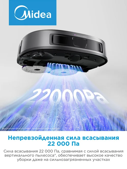 Midea Робот-пылесос V15 EVO ULTRA, влажная уборка, самоочистка, черный, фото 2