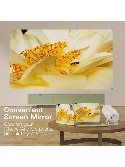 S40 проектор 4K двойной Wi-Fi Bluetooth мини для дома, белый, фото 5