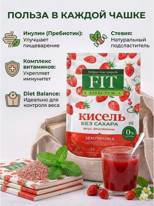 FitEffectum Кисель FIT без сахара со вкусом земляники, вариант, фото 2